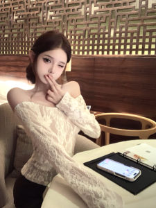 Ruffle Sleeveless Lace T-Shirt Womens Slim Fit Autumn Winter Short Style Base Shirt Korean Style Commute Youth Pattern