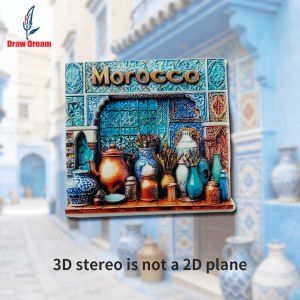 1Pc Blue Moroccan Ceramic Creative 3D Refrigerator Magnet World Travel Souvenir Collection Suitable for Home and Office Decoration Personalized Exclusive Travel Souvenir Magnetic Refrigerator Magnet Home Decoration Kitchen Room Office Cabinet Cra...