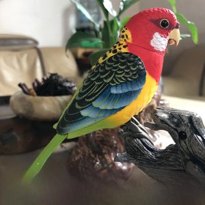 Talking Parrot Toy Realistic Bird Cage Simulation Small Moving Bird Learning Tongue Recording Function Fake Bird Gift for Kids