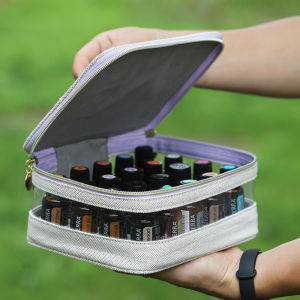 High-End Essential Oil Bottle Set Portable Shockproof 15ML Sub-bottle Organizer Bag 20 Pieces Split Grid Design Beauty Tool