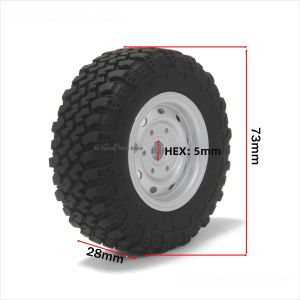 Bộ Nâng Cấp Xe RC Địa Hình 4 Chiếc Moay-ơ Bánh Xe Kim Loại Lục Giác 73mm 5mm Kèm Lốp Cao Su Dành Cho MN98 MN82 WPL C24-1 B36 D12 C64 D74-1