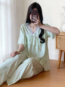 KASIHAN | Summer Lightweight Short Sleeve Loose Breathable Cooling Floral Outdoor Wearable Pajama Set