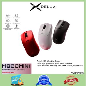 Delux M800ชุด MIMI สวิตช์ PAW3395เมาส์เล่นเกม DPI สูงสุด26000 2.4G ไร้สายชาร์จได้42G TTC สำหรับพีซี/แล็ปท็อป/หน้าต่าง