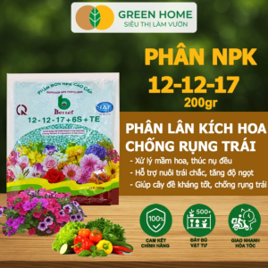Mua 5 tặng 1 - Phân bón NPK 12-12-17-6S+TE Greenhome Better Bao 200gr Kích Đậu Trái Cây Ăn Trái Củ Quả