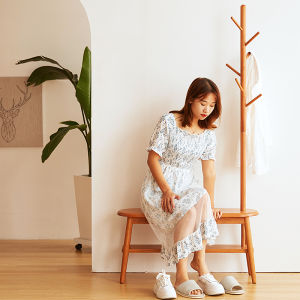 One Minute Woodware Solid Wood For Home Shoe Changing Stool Scandinavian Home Hallway Entrance Cream Wind Cherrywood Branch Coat Rack