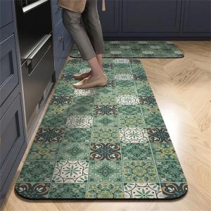 VIKAMA 1/2pcs Vintage Kitchen Rug Living Room Bedroom Area Runner Rug Non-Slip Hallway Entrance Doormat Home Decor
