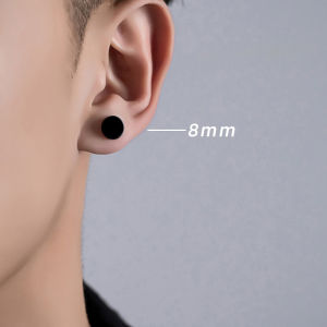 Trendy Black Earrings for Men Simple American Style Personalized Titanium Steel Ear Jewelry Fashionable Accessory for Boys