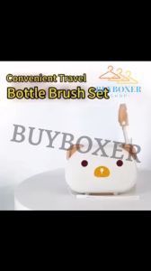 BUYBOXER Silicone Milk Bottle Brush Portable Milk Bottle Brush Set Baby Special Washing Bottle Storage