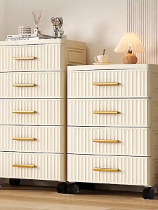 DINEEASY Drawer Storage Cabinet With Wheel Multi-Layer Moveable Night Stand Plastic Durabox Bedroom