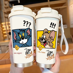 แก้วดื่มน้ำรักษาความร้อนแบบพกพาความจุขนาดใหญ่ Tom And Jerry แก้วดื่มกาแฟรักษาความเย็นแบบใหม่ ดีไซน์สวยงาม