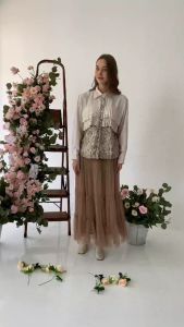 Anfaf Fashion - Ethena Atasan Satin Silk Premium BKK Bahan Premiuman Ruflle Korean Style Baju Ngator Bluse Kondangan Busana Casual Semi Formal