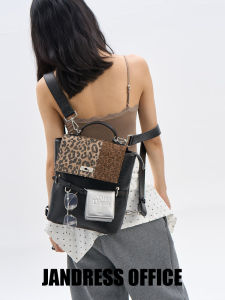 Original Patchwork Leopard Belt Buckle Bag Double Shoulder/Slant/Single Shoulder Bag Modern Neutral Style Lightweight Waterproof