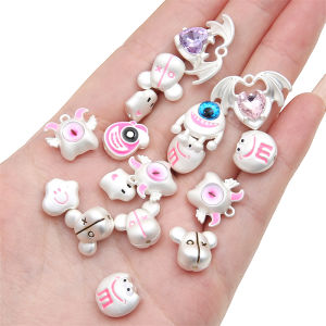 1PC Fashion Cute Matt Silver with Enamel Zinc Alloy Metal Beads Charm Pendant for Bracelet Necklace DIY Jewelry Making Accessories