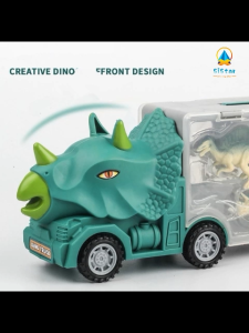 【Local Delivery】Tyrannosaurus Triceratops Caravan Trucks Toys Anti-drop Toy Car Boys Gifts Caravan Trucks Toys Anti-drop Toy Car Dinosaur toys that children love here are dinosaur models inside providing multiple gameplay options