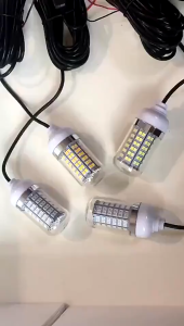 108PCS Underwater Night Light Outdoor LED 12V Fishing Light LED Lamp Fish Finding System Light with 30ft Power Cord and Battery Clip White/Green