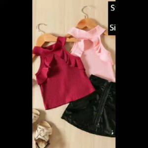 (LOLI-JKT) BS-427 SET ANAK KEREN TANPA LENGAN ROK HITAM SIZE 100-140