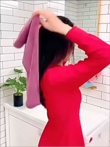 Handuk Keramas Microfiber Handuk Pengering Rambut Model Kancing Head Towel Import