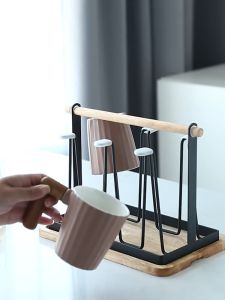 Pemegang cawan Rak Dapur Dapur besi pemegang cawan Mug Holder Rak Dapur Kitchen Iron Cup Holder Household Drain Cup Shelf Kitchen Cup Storage Rack Glass Mug Drainer Storage Tray