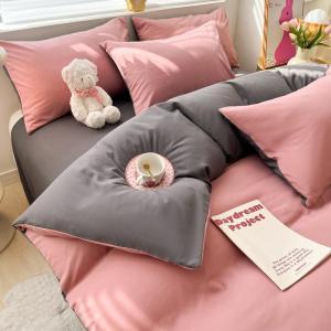 Seasonal Solid Color Double-Sided Washed Cotton Bed Set