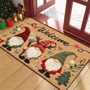 VIKAMA Christmas Gnome Welcome Doormat Front Door Entrance Mat Indoor Outdoor Xmas Holiday Home Decor Floor Rug