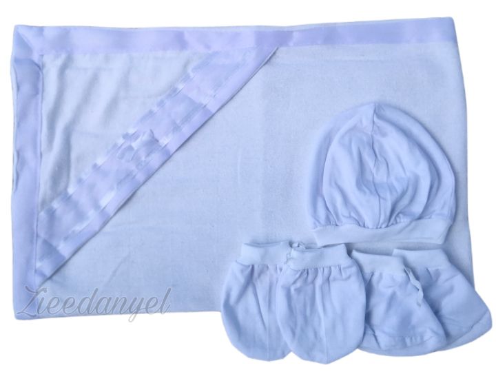 COMBO SET PRANELA BABY RECEIVING BLANKET WITH BONET MITTENS