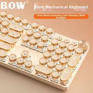 B.O.W | Retro Wireless & Wired Mechanical Keyboard and Mouse Set Gaming Silent