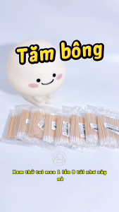 Tăm bông cán gỗ 1 đầu nhọn túi 100 cây (Túi) làm móng học nail