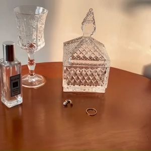 โถแก้วสี่เหลี่ยม ลายคริสตัล มีฝาปิด  รุ่น 4114 4115