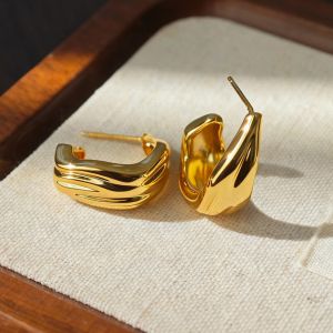 KAQI | Bông Tai Phong Cách Hồng Kông Cổ Điển Màu Vàng