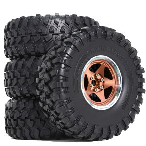 RS | 2.2" Beadlock Wheels and Tires for 1/10 RC Crawler SCX10 III 90046 TRX4 D90 2.2in Beadlock RC Rims 2.2in RC Beadlock Tires 4pcs