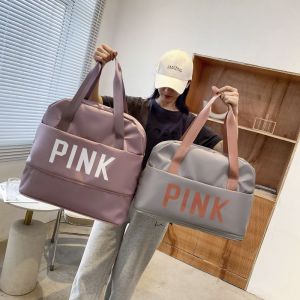 (Ready Stock) Thick Material PINK Lightweight Korean Travel Bag Women Waterproof Clothes Storage Gym Bag Hand Carry Luggage Weekender Shoulder Bag Travel Beg Balik Kampung Duffel 旅行袋 大容量 旅行包