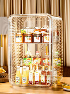 Kitchen Spice Storage Rack Dustproof Organizer Box Salt Soy Sauce Bottle Jar Comprehensive Storage Basket Plastic Material