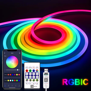 DC5V USB RGBIC Neon LED Strip1M 2M 3M 5M RGBIC Neon Rope Light with Bluetooth App and Remote control For DIY Neon Gaming Deoco