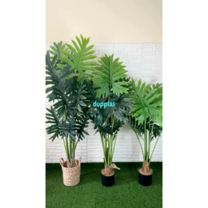 Pohon Artificial Tanaman Hias Daun Jari Jari Variasi Tinggi T120 T140 T160 Latex Cover Pot Eceng Gondok Handle Dekorasi Cafe Aesthetic
