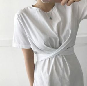 ECLAIRE 063 Dress Maksi Maxi Rami Shortsleeves Polos Basic Kasual Mode Modis Korea Zahara gbo