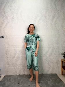 N18 Đồ bộ mặc nhà trung niên lụa Latin đồ lụa quần lở đồ mặc nhà trung niên cho mẹ size lớn từ 50 - 75 kg