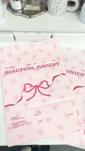 Set 10 Túi Nhựa Nơ Hồng Có Keo Chống Nước Gói Hàng Đựng Bánh Kẹo Midi Corner