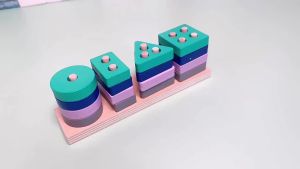 Montessori Wooden Macaron Color Building Blocks Childrens Shape Matching Early Education Toys Color Cognition Puzzle Gifts