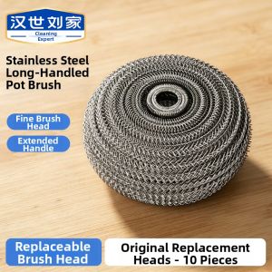 HANSHILIUJIA | Kitchen Stainless Steel Long Handle Non-stick Grease Pot Brush