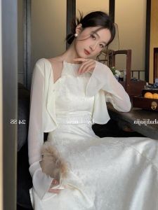 สไตล์จีนใหม่ ผู้หญิง ฤดูร้อน เสื้อป้องกันแสงแดดแขนสั้น ผ้าชีฟอง ด้านนอกบางปกคลุมสั้น คาร์ดิเกน สําหรับกระโปรง