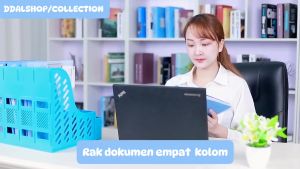 Rak Buku Kotak Penyimpanan Box File Dokumen ATK Keranjang Plastik 4 Sekat