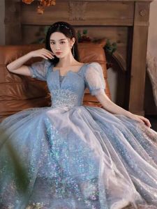 Blue Art Exam Party Evening Dress 2023 New Arrival Classy Annual Meeting Host Performance Elegant Wedding Bridesmaid Long