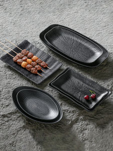 Bát Đĩa Dùng Để Nướng Thịt Màu Đen Thương Mại Dùng Để Nấu Nướng Và Ăn Tiệc Ngoài Trời Bằng Nhựa ABS Có Thể Rửa Được