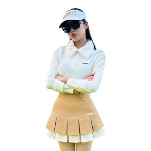 New Winter and Autumn Style Womens Golf T-shirts With Long Sleeves Warm Collars Fashionable and Versatile Slim-fitting and Figure-hugging High-quality and Comfortable Outdoor Casual and Sports Sets Suitable For Women.
