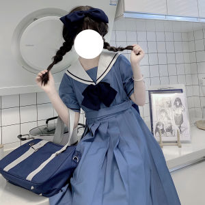 Váy Đồng Phục Thủy Thủ Mùa Hè Tay Ngắn Có Nơ Lớn Váy JK Phong Cách Nhật Bản Mùa Hè Váy Ngắn Mùa Hè Cho Nữ