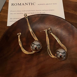 Cosmo Lady Fashionable Feeling ~ Fashion Wind Minimalist Elegant Classy Front and Rear Wear Metal Earrings Temperament Fashion Earrings