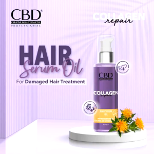 CBD Collagen Repair Hair Serum Oil 100ml - Merawat Rambut Rusak - Melembabkan - Menghaluskan - Rambut Lebih Mudah Diatur - Kosmetik Herbal Online