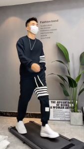 Quần Jogger thể thao nam vải cotton tổ ong Hàn cao cấp Thom 4 gạch