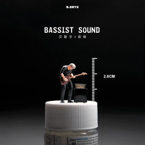 Bass Player Miniature Figure Model Đàn Guitar Nam Scenic Photography Scene Props Sand Tabletop Display Small Man