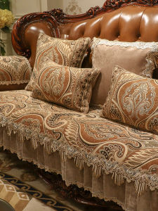 Elegant European Style Thick Plush Sofa Cushion All-Season High-end Luxury Non-slip American Leather Seat Pad Special Use